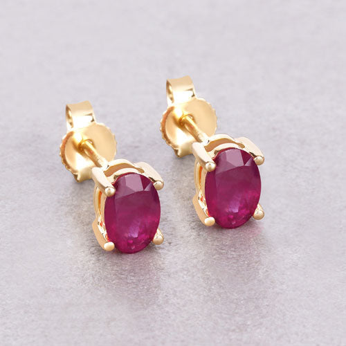 Bids.com 1.04 Carat Genuine Ruby 10K Yellow Gold Earrings Earrings