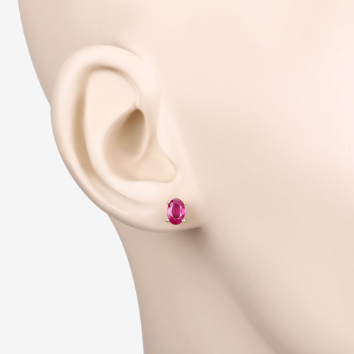 Bids.com 1.04 Carat Genuine Ruby 10K Yellow Gold Earrings Earrings