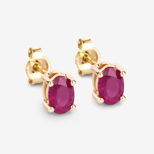 Bids.com 1.04 Carat Genuine Ruby 10K Yellow Gold Earrings Earrings