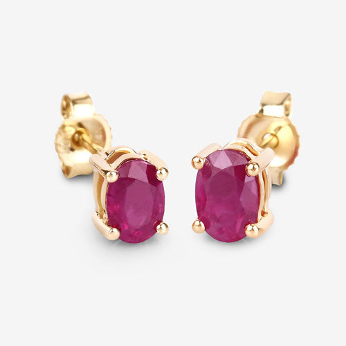 Bids.com 1.04 Carat Genuine Ruby 10K Yellow Gold Earrings Earrings