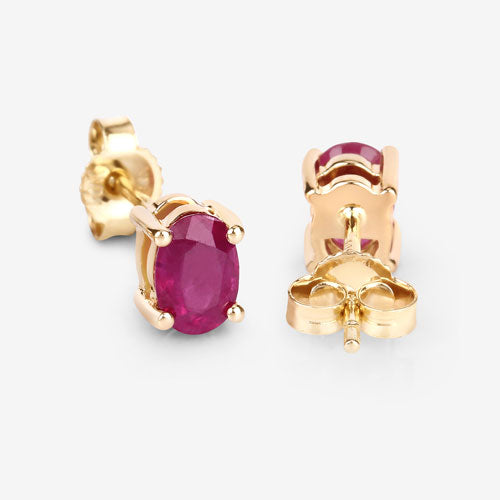 Bids.com 1.04 Carat Genuine Ruby 10K Yellow Gold Earrings Earrings