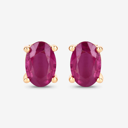 Bids.com 1.04 Carat Genuine Ruby 10K Yellow Gold Earrings Earrings