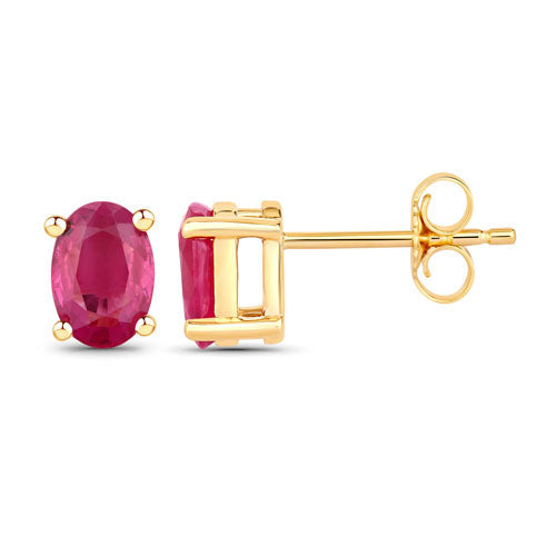Bids.com 1.04 Carat Genuine Ruby 10K Yellow Gold Earrings Earrings