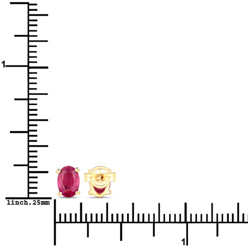 Bids.com 1.04 Carat Genuine Ruby 10K Yellow Gold Earrings Earrings