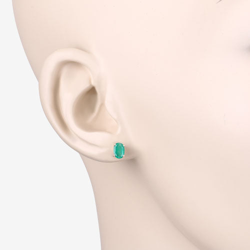 Bids.com 0.88 Carat Genuine Zambian Emerald 10K Yellow Gold Earrings Earrings