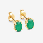Bids.com 0.88 Carat Genuine Zambian Emerald 10K Yellow Gold Earrings Earrings