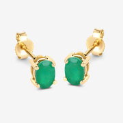 Bids.com 0.88 Carat Genuine Zambian Emerald 10K Yellow Gold Earrings Earrings