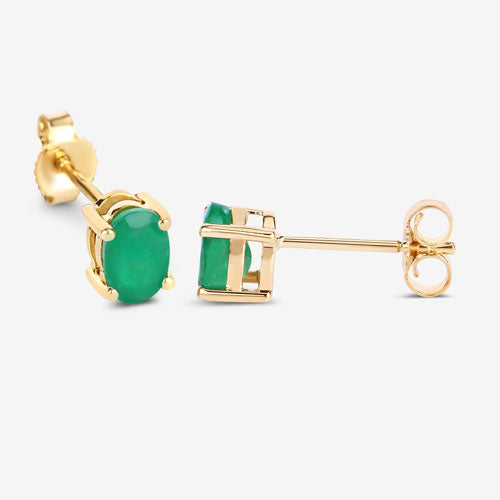 Bids.com 0.88 Carat Genuine Zambian Emerald 10K Yellow Gold Earrings Earrings