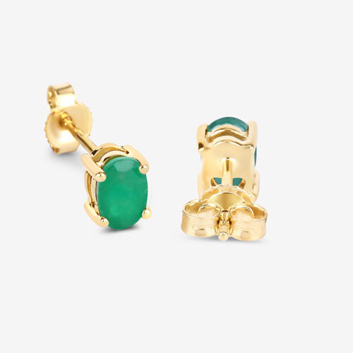 Bids.com 0.88 Carat Genuine Zambian Emerald 10K Yellow Gold Earrings Earrings
