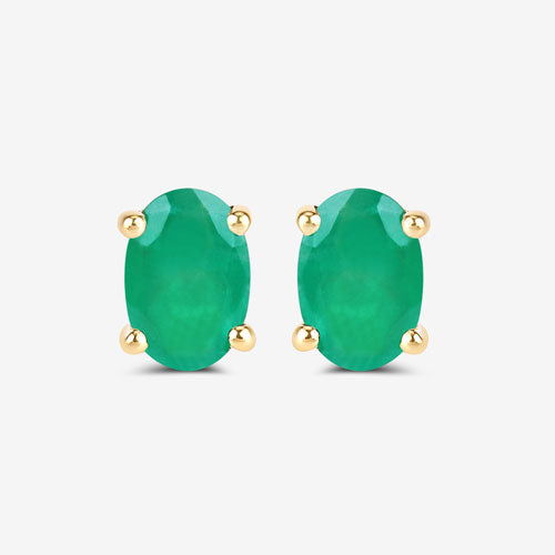Bids.com 0.88 Carat Genuine Zambian Emerald 10K Yellow Gold Earrings Earrings