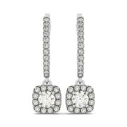 Bids.com Cushion Shape Halo Style Diamond Drop Earrings in 14k White Gold (1/2 cttw) Earrings