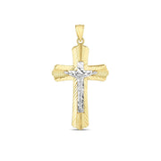 Bids.com 14k Two Tone Gold High Polish Diamond Cut Cross Pendant Pendants