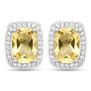 Bids.com 2.81 Carat Genuine Citrine and White Topaz .925 Sterling Silver Earrings Earrings