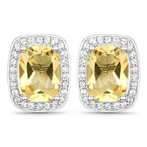 Bids.com 2.81 Carat Genuine Citrine and White Topaz .925 Sterling Silver Earrings Earrings