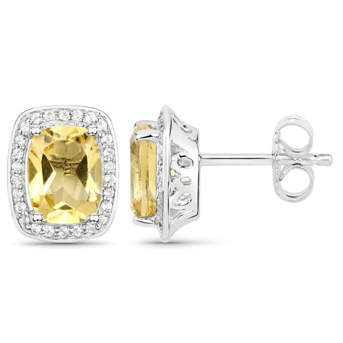 Bids.com 2.81 Carat Genuine Citrine and White Topaz .925 Sterling Silver Earrings Earrings