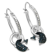 Bids.com 0.54 Carat Genuine Blue Diamond and White Diamond .925 Sterling Silver Earrings Earrings