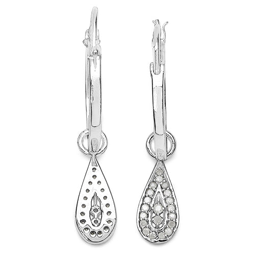 Bids.com 0.28 Carat Genuine White Diamond .925 Sterling Silver Earrings Earrings
