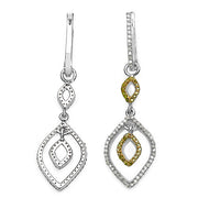 Bids.com 1.00 Carat Genuine White Diamond & Yellow Diamond .925 Sterling Silver Earrings Earrings