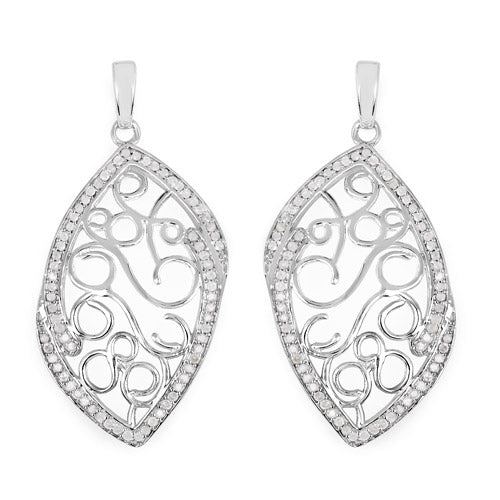 Bids.com 0.73 Carat Genuine White Diamond .925 Sterling Silver Earrings Earrings