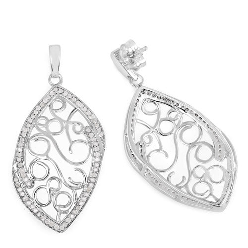 Bids.com 0.73 Carat Genuine White Diamond .925 Sterling Silver Earrings Earrings