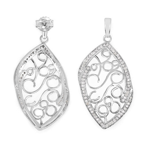 Bids.com 0.73 Carat Genuine White Diamond .925 Sterling Silver Earrings Earrings
