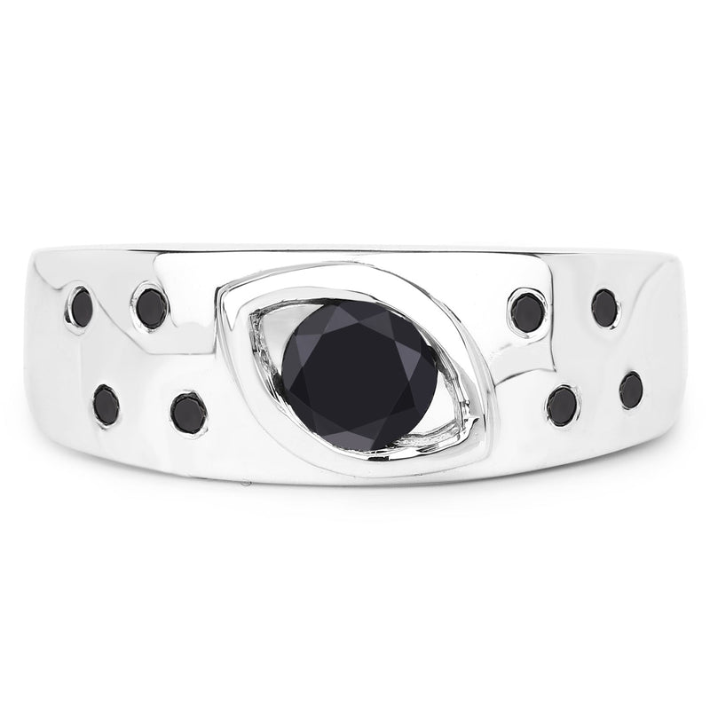 Bids.com 0.59 Carat Genuine Black Diamond .925 Sterling Silver Ring Rings
