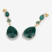 Bids.com 22.70 Carat Dyed Emerald and White Topaz .925 Sterling Silver Earrings Earrings