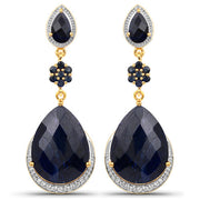 Bids.com 30.04 Carat Dyed Sapphire, Blue Sapphire and White Topaz .925 Sterling Silver Earrings Earrings