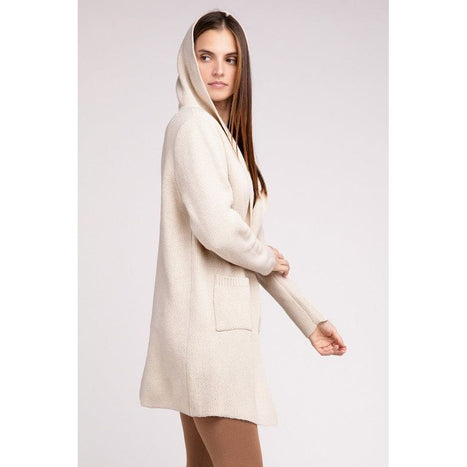 Hooded Open Front Sweater Cardigan