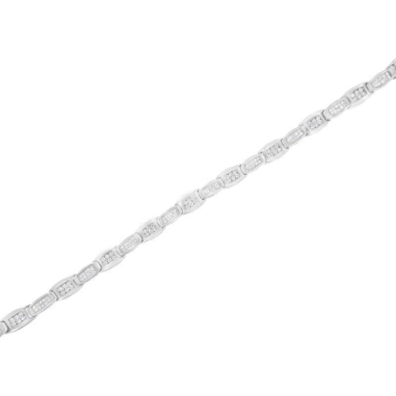 Bids.com 14K White Gold 2-1/2 Cttw Round-Brilliant & Baguette Cut Diamond 7" Alternating Flared Links Tennis Bracelet (H-I Color, SI1-SI2 Clarity) Bracelets