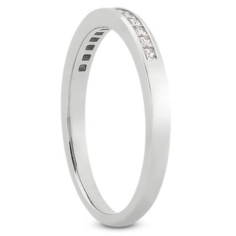 Bids.com 14k White Gold Channel Set Princess Diamond Wedding Ring Band Rings