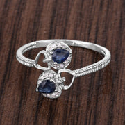 Bids.com 0.34 Carat Genuine Blue Sapphire and White Diamond 14K White Gold Ring Rings