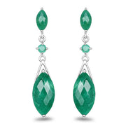 Bids.com 8.52 Carat Dyed Emerald & Emerald .925 Sterling Silver Earrings Earrings