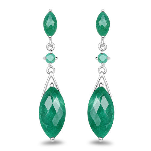 Bids.com 8.52 Carat Dyed Emerald & Emerald .925 Sterling Silver Earrings Earrings