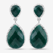 Bids.com 19.42 Carat Dyed Emerald and White Topaz .925 Sterling Silver Earrings Earrings