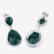 Bids.com 19.42 Carat Dyed Emerald and White Topaz .925 Sterling Silver Earrings Earrings