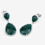 Bids.com 19.42 Carat Dyed Emerald and White Topaz .925 Sterling Silver Earrings Earrings
