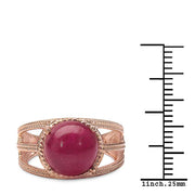 Bids.com 14K Rose Gold Plated 6.55 Carat Genuine Glass Filled Ruby .925 Sterling Silver Ring Rings