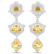Bids.com 6.63 Carat Genuine Citrine and White Topaz .925 Sterling Silver Earrings Earrings
