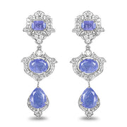 Bids.com 7.73 Carat Genuine Tanzanite and White Topaz .925 Sterling Silver Earrings Earrings