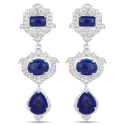 Bids.com 9.37 Carat Genuine Lapis and White Topaz .925 Sterling Silver Earrings Earrings