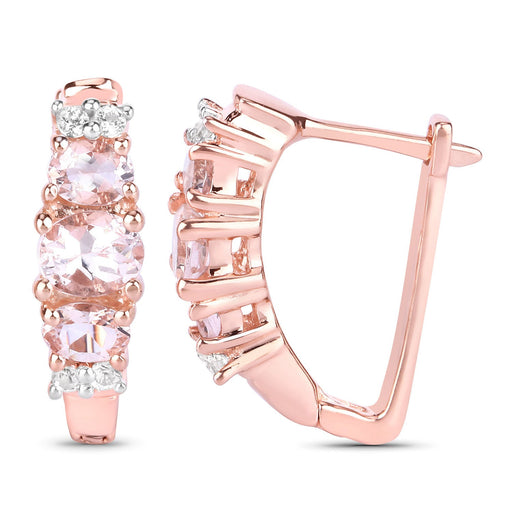 Bids.com 1.32 Carat Genuine Morganite and White Topaz .925 Sterling Silver Earrings Earrings
