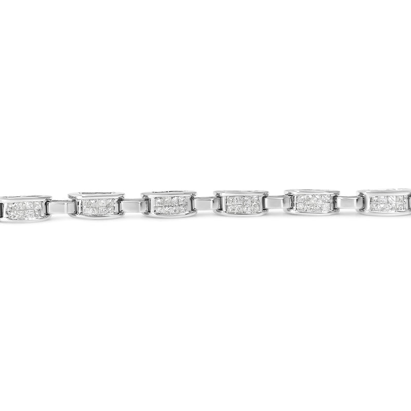Bids.com 14K White Gold 2.0 Cttw Princess Cut Invisible Set Diamond Rectangular Link Bracelet (I-J Color, I1-I2 Clarity) - 7.25" Bracelets