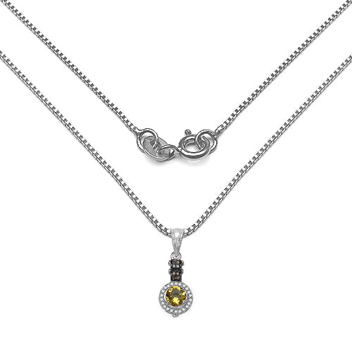 Bids.com 1.00 Carat Genuine Citrine, Champagne Diamond & White Diamond .925 Sterling Silver Pendant Pendants