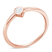 Bids.com 14K Rose Gold Plated .925 Sterling Silver 1/20 Carat Diamond Teardrop Pear-Shaped Miracle Set Petite Fashion Ring (J-K Color, I1-I2 Clarity) - Size 6 Rings