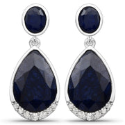 Bids.com 7.90 Carat Dyed Sapphire and White Diamond .925 Sterling Silver Earrings Earrings
