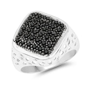 Bids.com 0.54 Carat Genuine Black Diamond .925 Sterling Silver Ring Rings