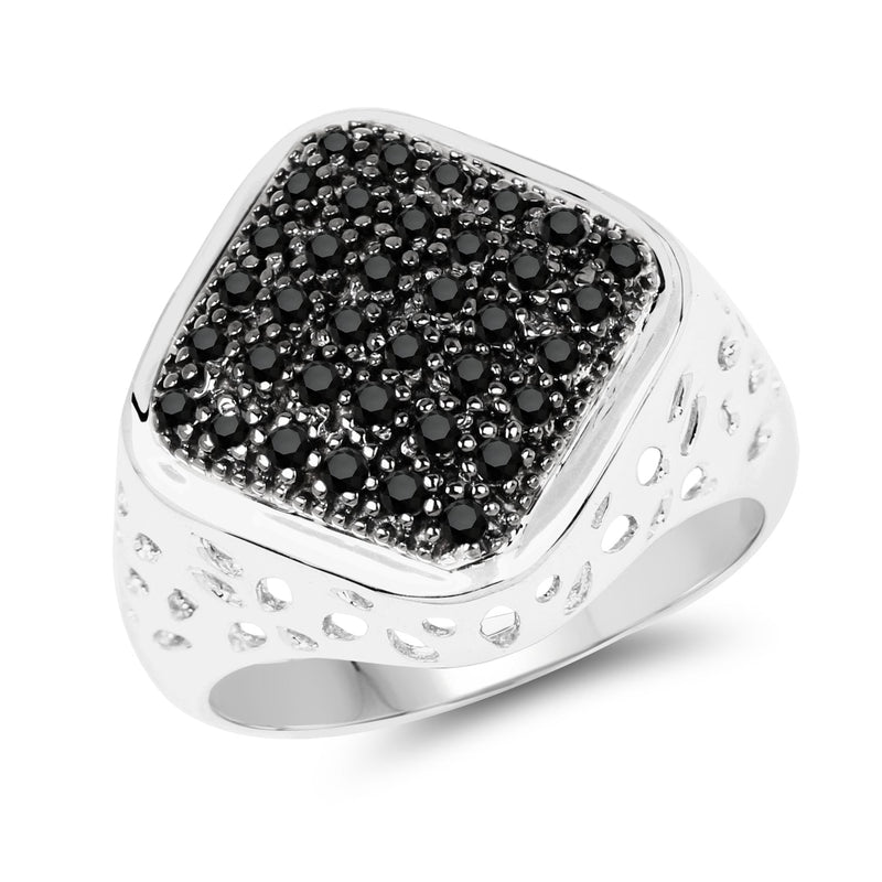 Bids.com 0.54 Carat Genuine Black Diamond .925 Sterling Silver Ring Rings