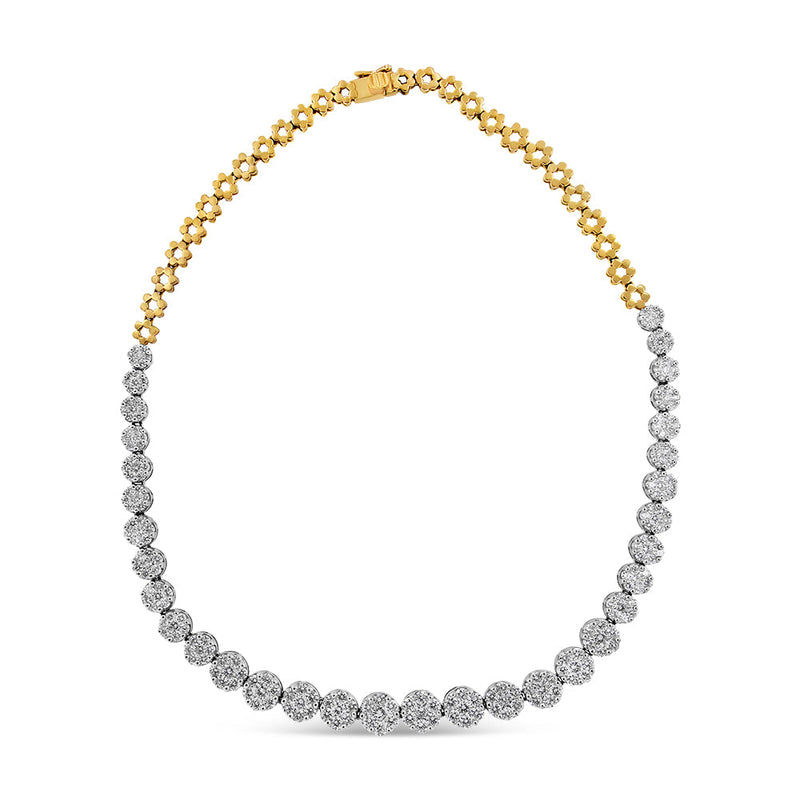 Bids.com IGI Certified 14K Yellow Gold 14 3/4 cttw Pave Set Round-Cut Diamond Riviera Necklace (F-G Color, S2-I1 Clarity) Necklaces