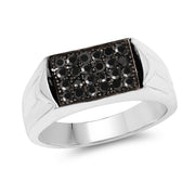 Bids.com 0.42 Carat Genuine Black Diamond .925 Sterling Silver Ring Rings